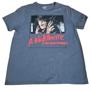 A Nightmare on Elm Street Freddy Krueger Graphic T-Shirt Mens Large Gray Horror